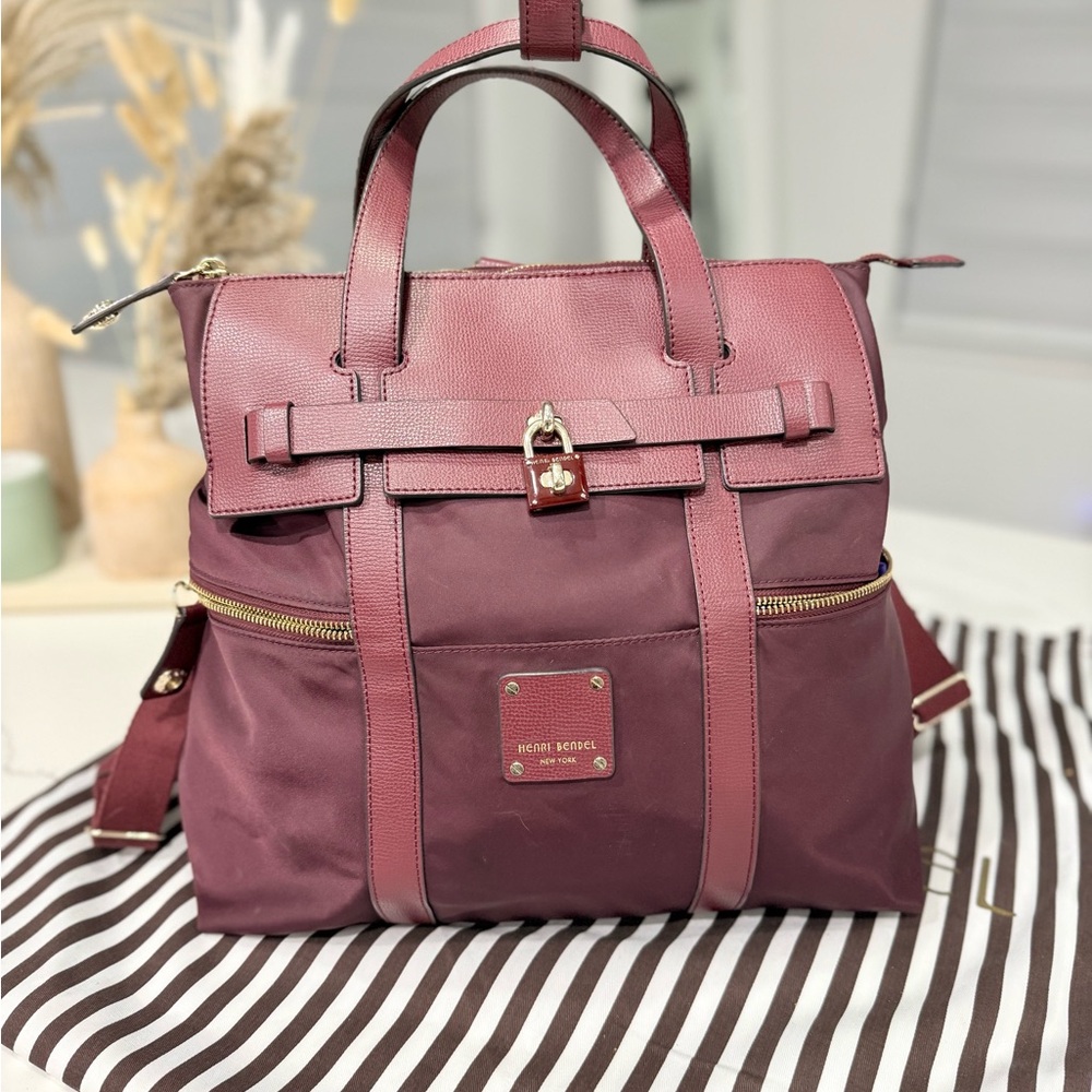 Henri Bendel Jetsetter Convertible Backpack/crossbody/tote Oxblood/Burgundy - Picture 16 of 16